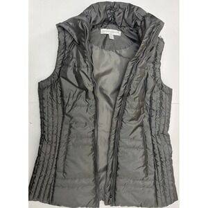 New York Company Womens Gray Puffer Vest Hooded Zip Padded Quilted Outerwear XS